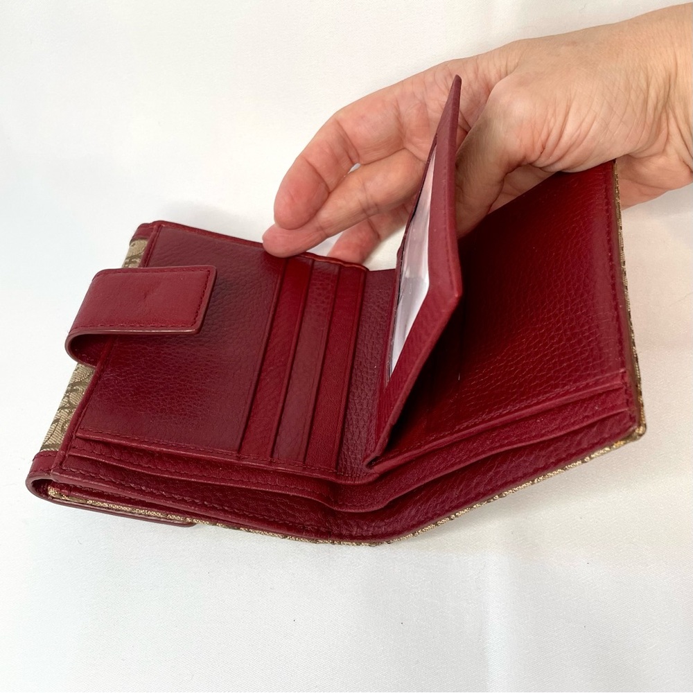 Dior Beige Logo Canvas Wallet with Bordeaux Leather – New with Tags - Picture 9 of 11